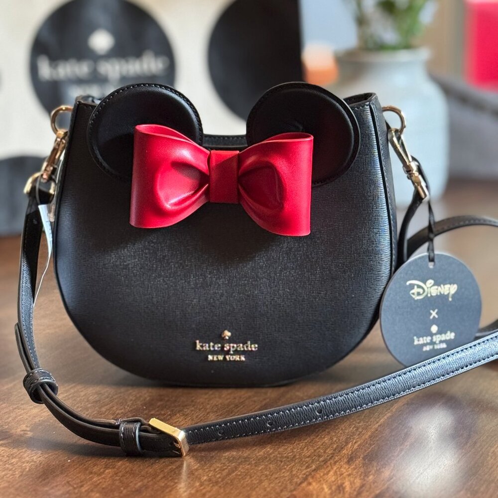 Kate Spade Black Crossbody Bag with Red Bow